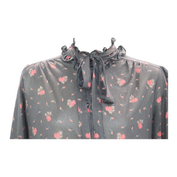 Vintage Maxi Shift Dress with Victorian Neckline and Peasant Sleeves - Picture 5 of 7